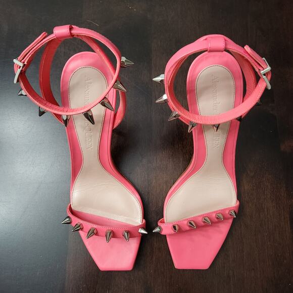 Alexander McQueen Punk Spike Stud Coral Pink Heels Size 40 - Picture 3 of 8